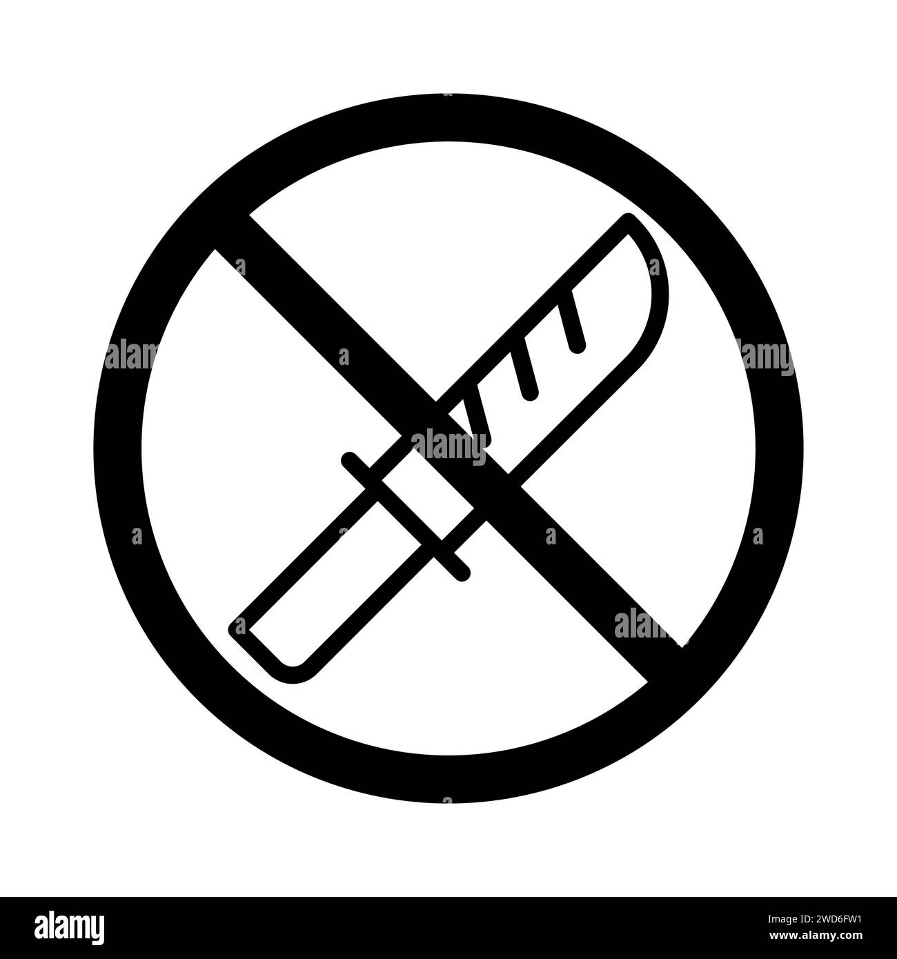 Vector icône de ligne noire interdit de porter des armes isolées sur fond blanc Illustration de Vecteur