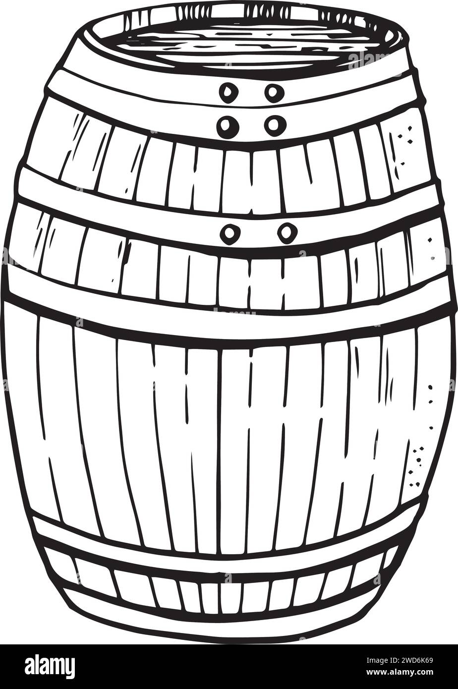 Dessin vectoriel le baril en bois fond blanc Illustration de Vecteur