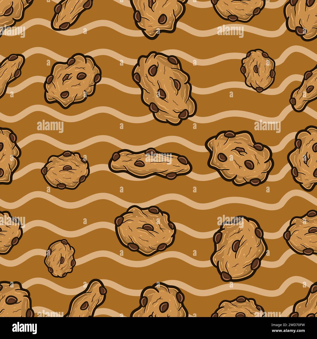 Cookies Seamless Pattern dans le style Cartoon. Parfait pour fond, toile de fond, papier peint et emballage de couverture. Illustration vectorielle. Illustration de Vecteur