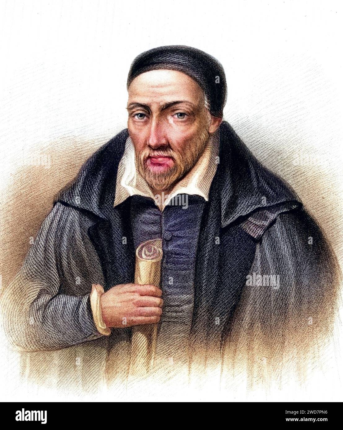 George Buchanan (1506-1582) Schottischer Humanist, Historiker und Gelehrter, Tutor von Maria, Königin der Schotten (1562) und 1567 ihres Sohnes James VI., Hüter des Geheimsiegels von Schottland (1571-1583), Stich aus A Biographical Dictionary of Eminent Scotsmen von Thomas Thomson (1870), Historisch, digital restaurerte Reprodukage von Edem Vorliner 19. Jahrhundert, Date d'enregistrement non indiquée Banque D'Images