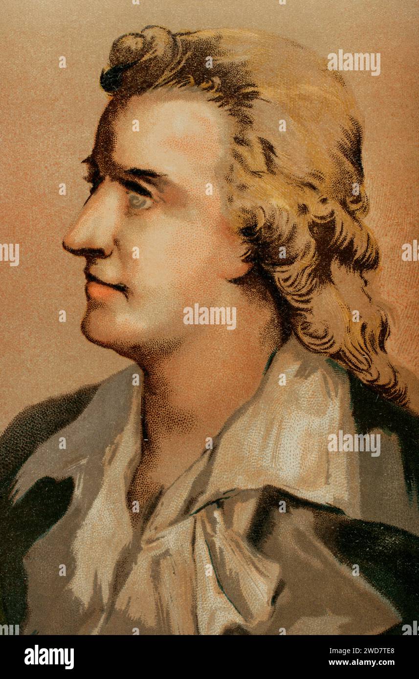 Friedrich Schiller (Johann Christoph Friedrich von Schiller) (1759-1805). Écrivain allemand. Portrait. Chromolithographie. Historia Universal', de César Cantú. Volume IX, 1881. Banque D'Images