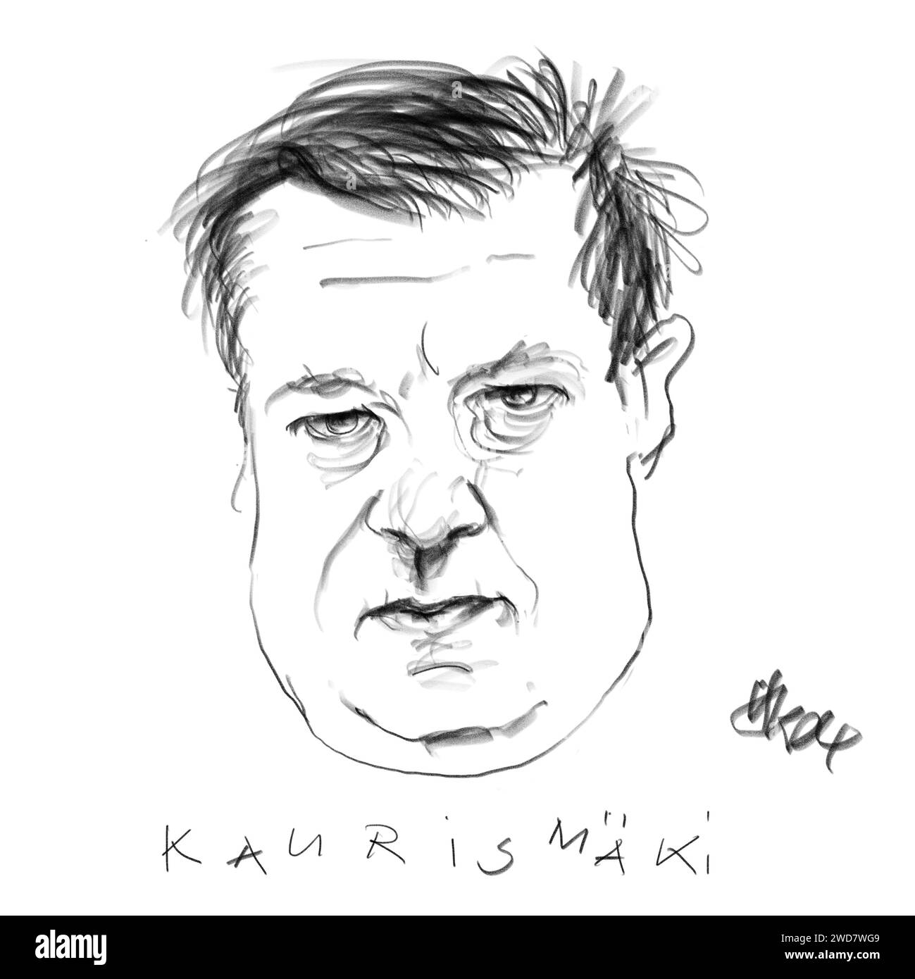 Portrait du cinéaste Aki Kaurismäki Banque D'Images