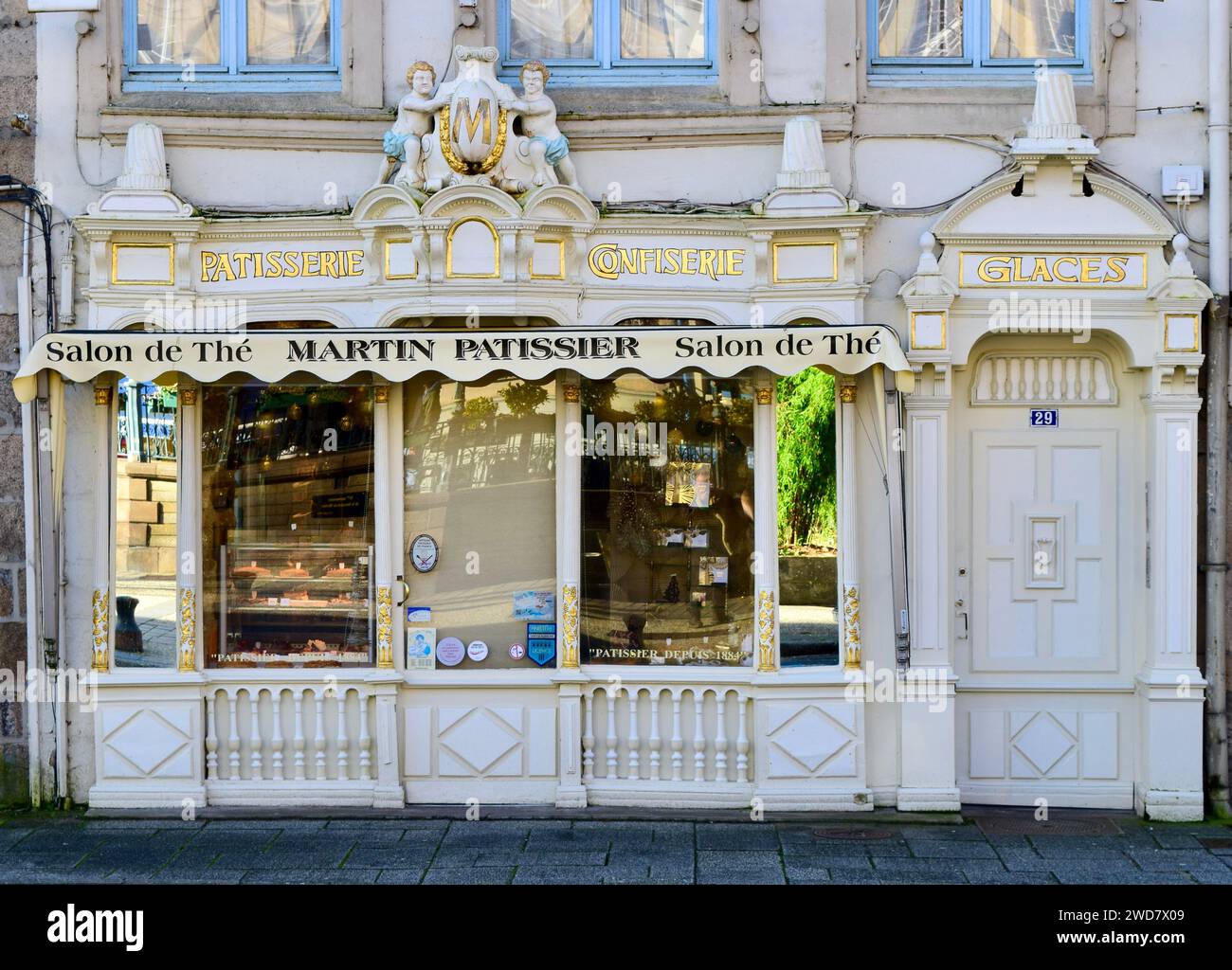 Pâtisserie antique 1880 Shopfront à Morlaix Bretagne, Bretagne France Banque D'Images