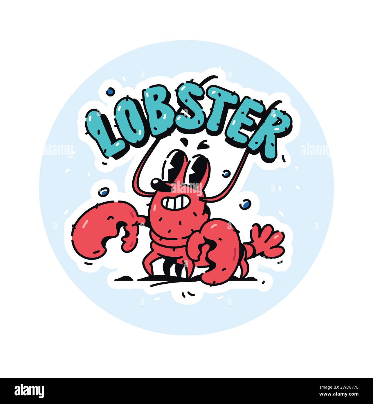 Illustration d'un homard rouge mignon. Vecteur. Personnage de dessin animé crustacé pour enfants. Mascotte héros pour BD ou entreprise. Image pour la conception de T-shirt. Re Illustration de Vecteur