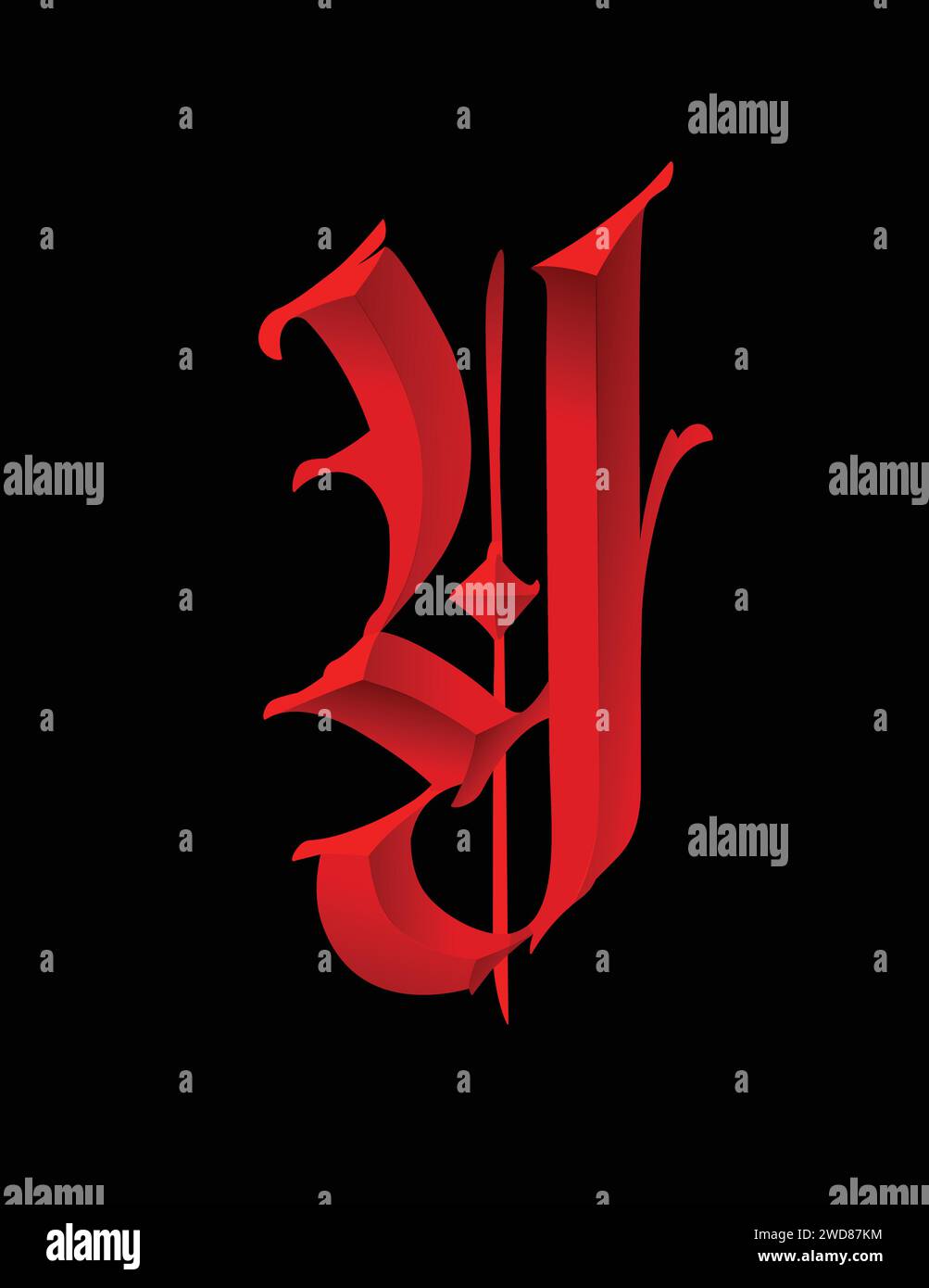 Lettre Y Dans Le Style Gothique Vecteur Alphabet Calligraphie Et lettre-y-dans-le-style-gothique-vecteur-alphabet-calligraphie-et