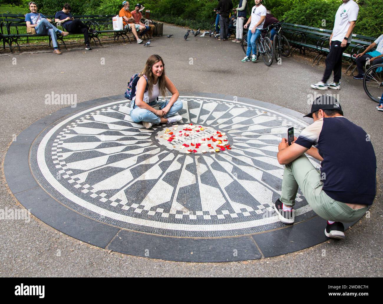 New York : Strawberry Fields (imagine, John Lennon), à Manhattan Banque D'Images