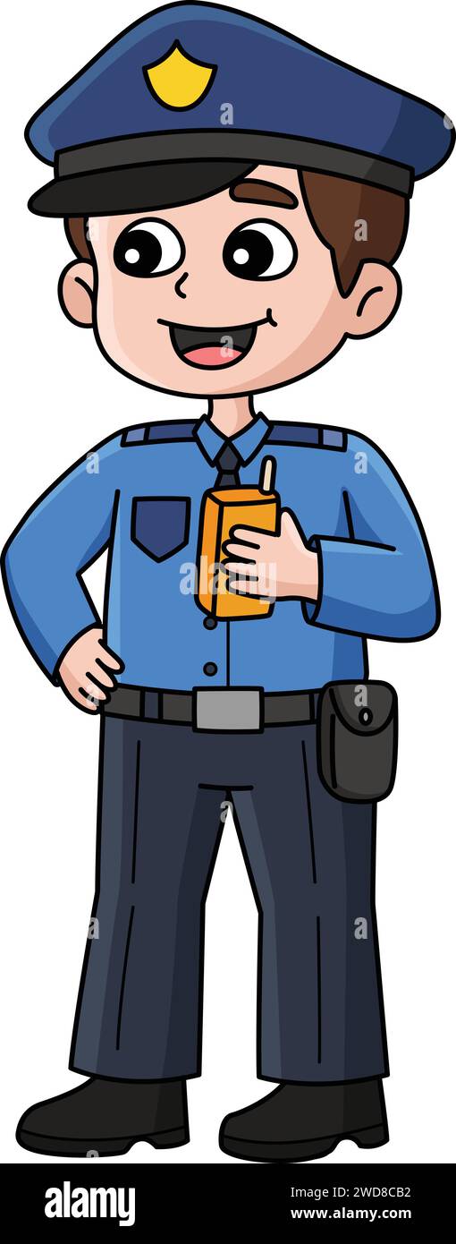 Le policier Cartoon coloré Clipart Illustration de Vecteur