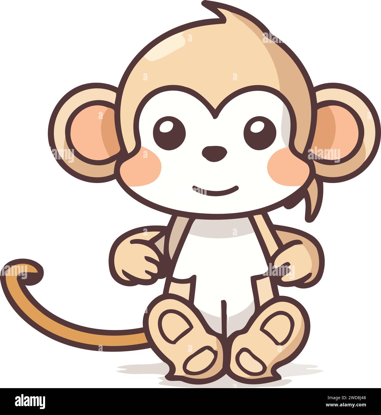 Illustration vectorielle de personnage de dessin animé de singe mignon. Mascotte drôle de dessin animé de singe. Illustration de Vecteur