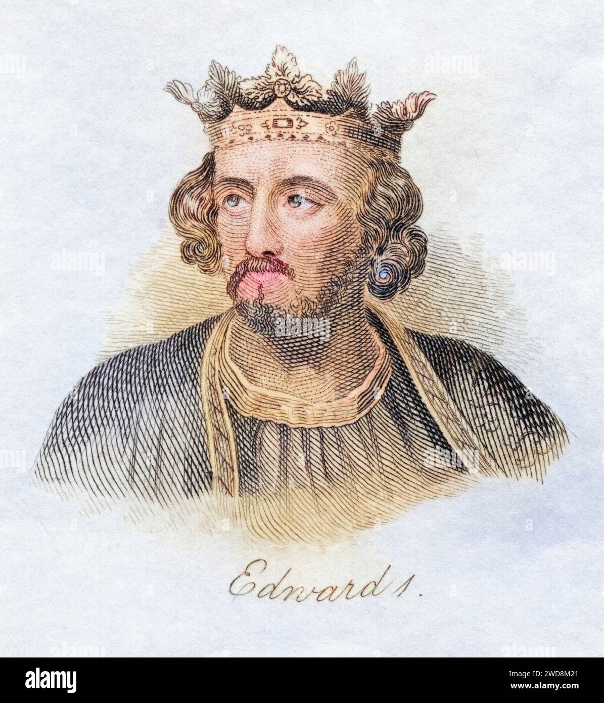 Edward I. alias Longshanks 1239 - 1307 König von England aus dem Buch Crabbs Historical Dictionary aus 1825, Historisch, digital restaurierte Reproduktion von einer Vorlage aus dem 19. Jahrhundert, Date d'enregistrement non indiquée Banque D'Images