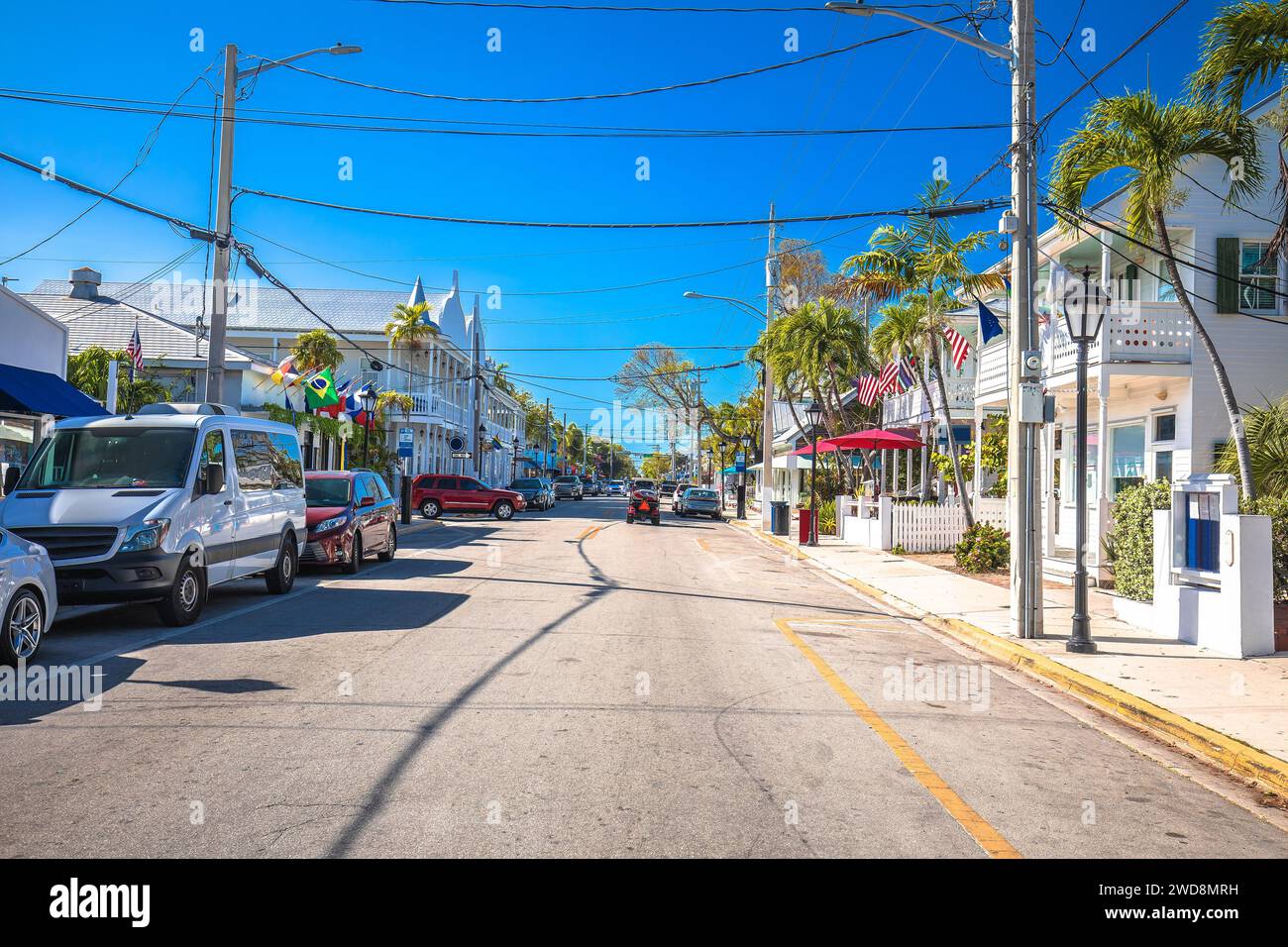 Key West vue panoramique de la rue Duval, sud de la Floride Keys, États-Unis d'Amérique Banque D'Images