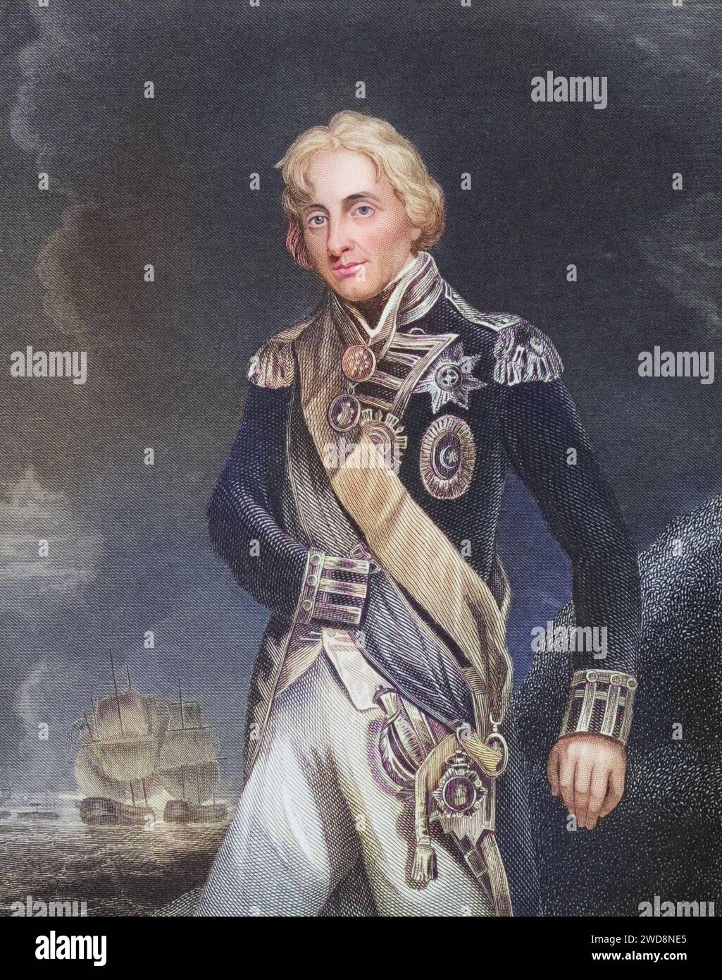 Horatio Nelson, 1 ans. Vicomte Nelson, Herzog von Bronte, KB ( 29. Septembre 1758 - 21. Oktober 1805) war ein britischer Vizeamiral., Historisch, digital restaurierte Reproduktion von einer Vorlage aus dem 19. Jahrhundert, Date d'enregistrement non indiquée Banque D'Images