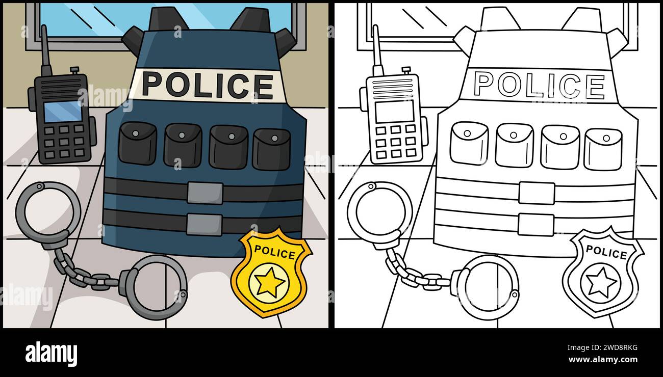 Illustration de la coloration de l'équipement des policiers Illustration de Vecteur