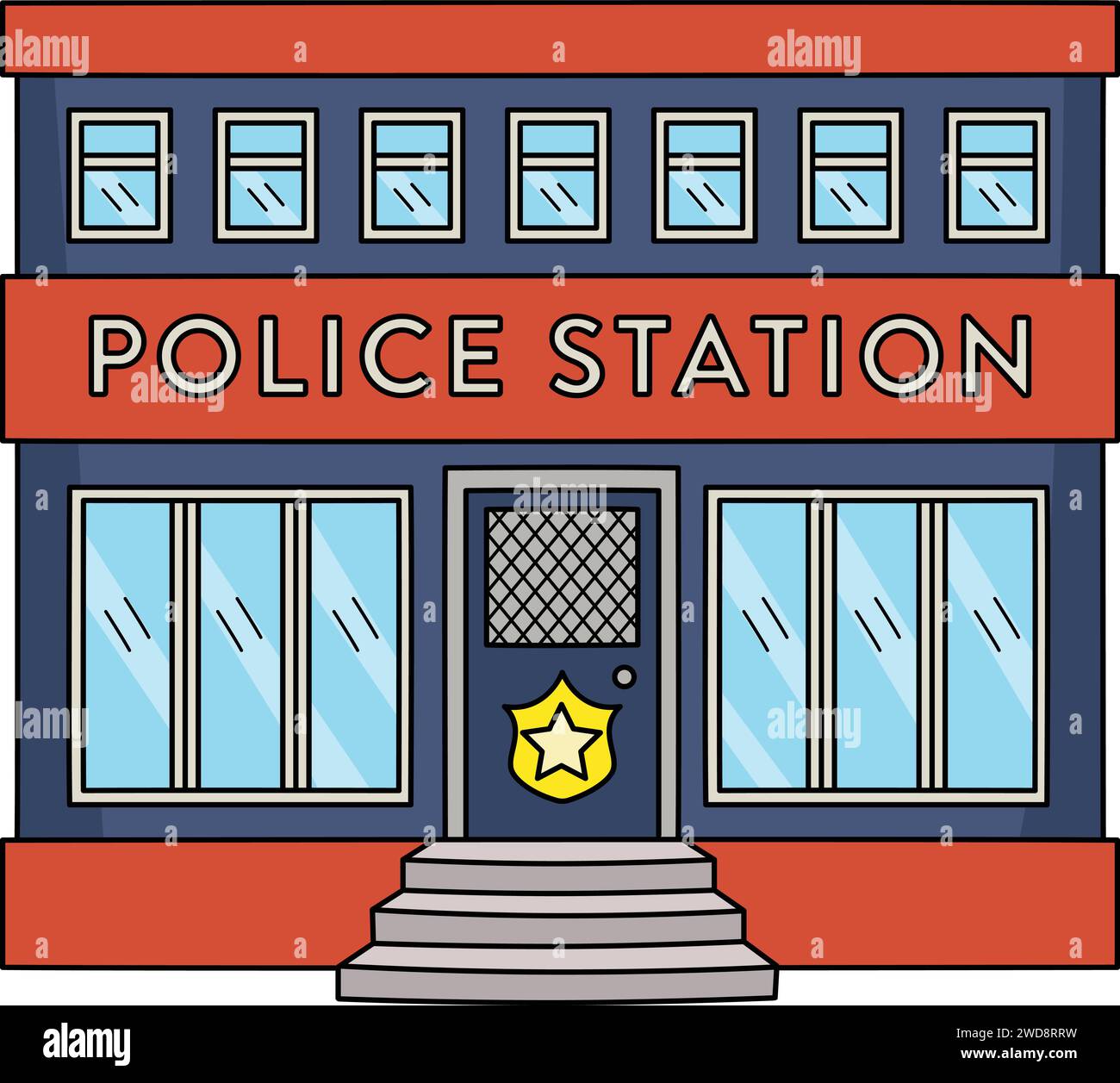 Clipart coloré de la police de la station de police Illustration de Vecteur