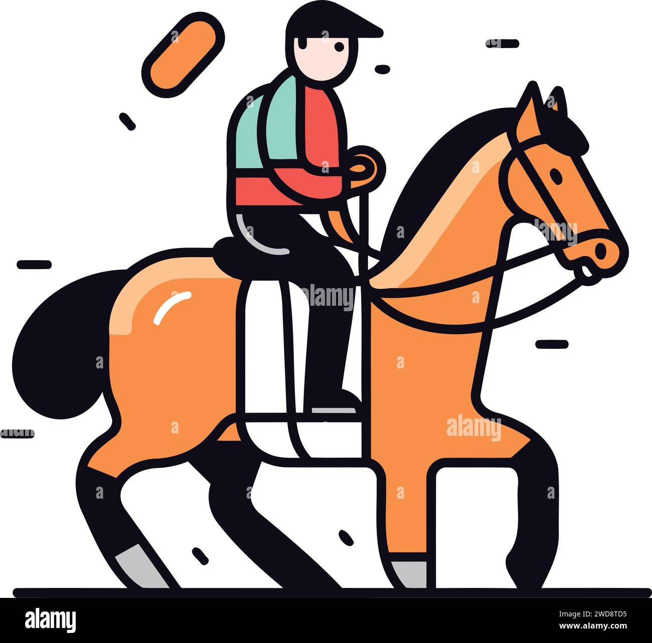 Équitation. jockey à cheval. illustration vectorielle plate. Illustration de Vecteur