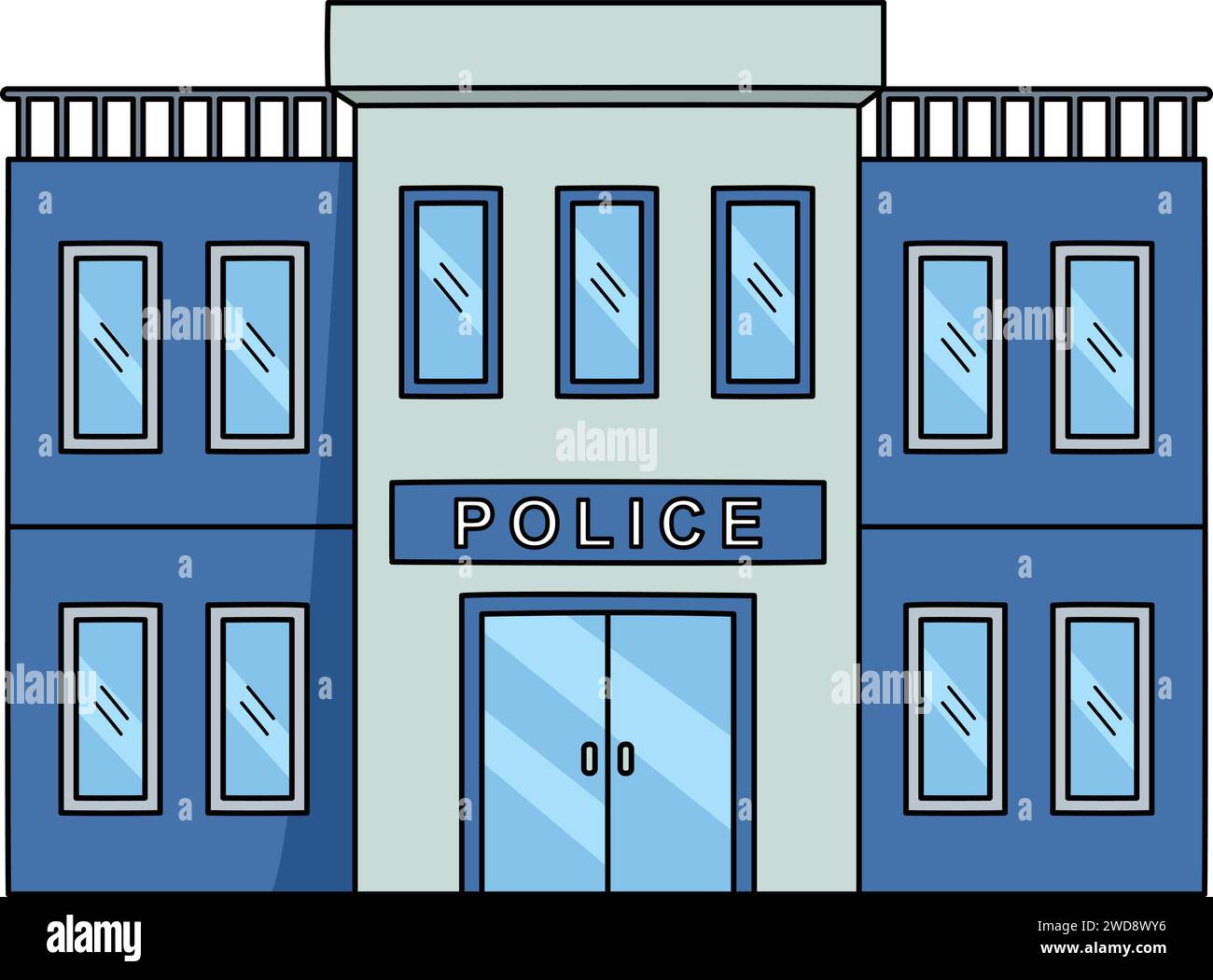 Clipart coloré de la police de la station de police Illustration de Vecteur