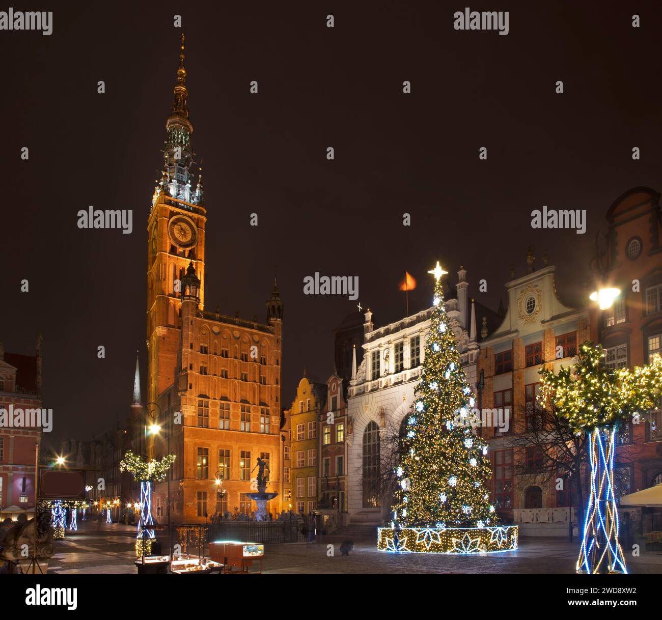 Des décorations de Noël de Marché (Dlugi Targ) square à Gdansk. Pologne Banque D'Images