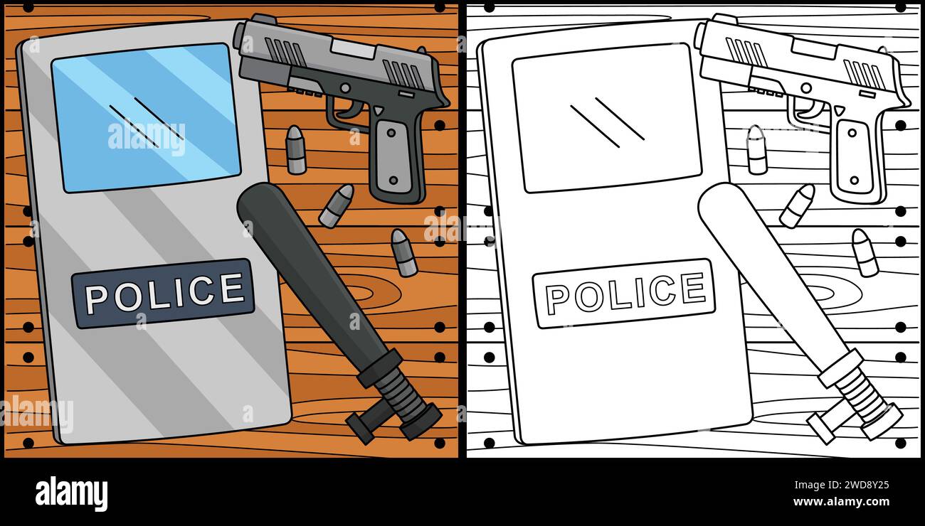 Illustration de la coloration de l'équipement des policiers Illustration de Vecteur