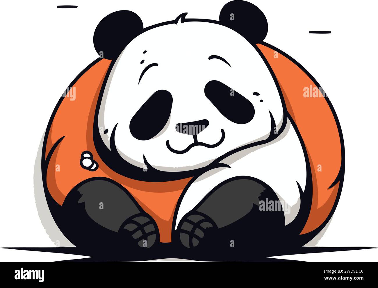 Panda en costume de panda orange. Illustration vectorielle sur fond blanc. Illustration de Vecteur