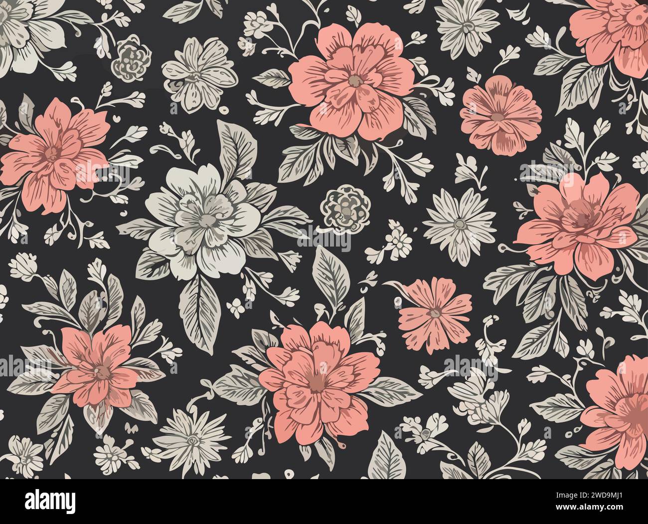 Contraste floral : une symphonie florale éclatante, œuvre abstraite. Illustration de Vecteur