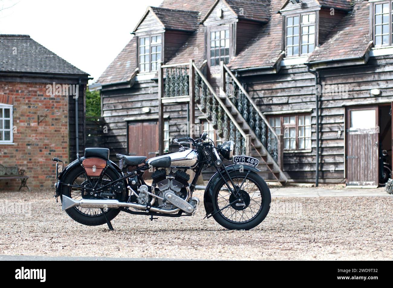 1936 Brough Superior SS80 Classic British moto. Grand angle Banque D'Images