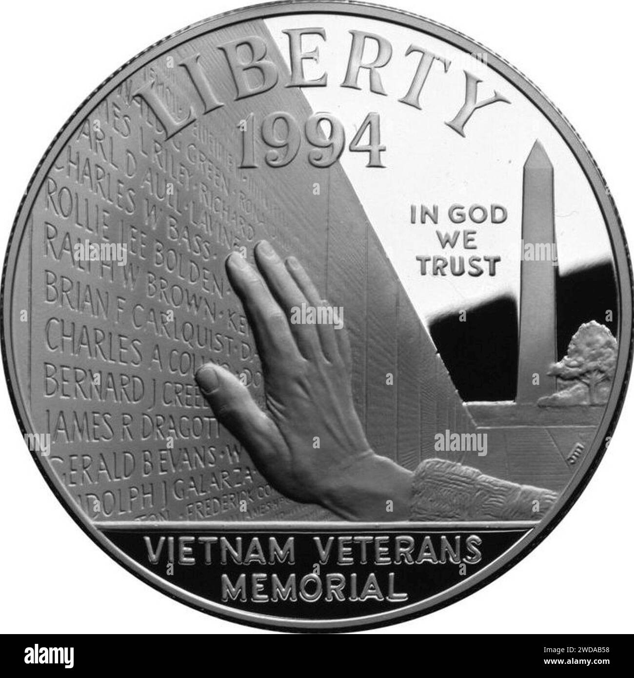 1994 Mémorial de guerre des vétérans du Vietnam Dollar Obverse. Banque D'Images