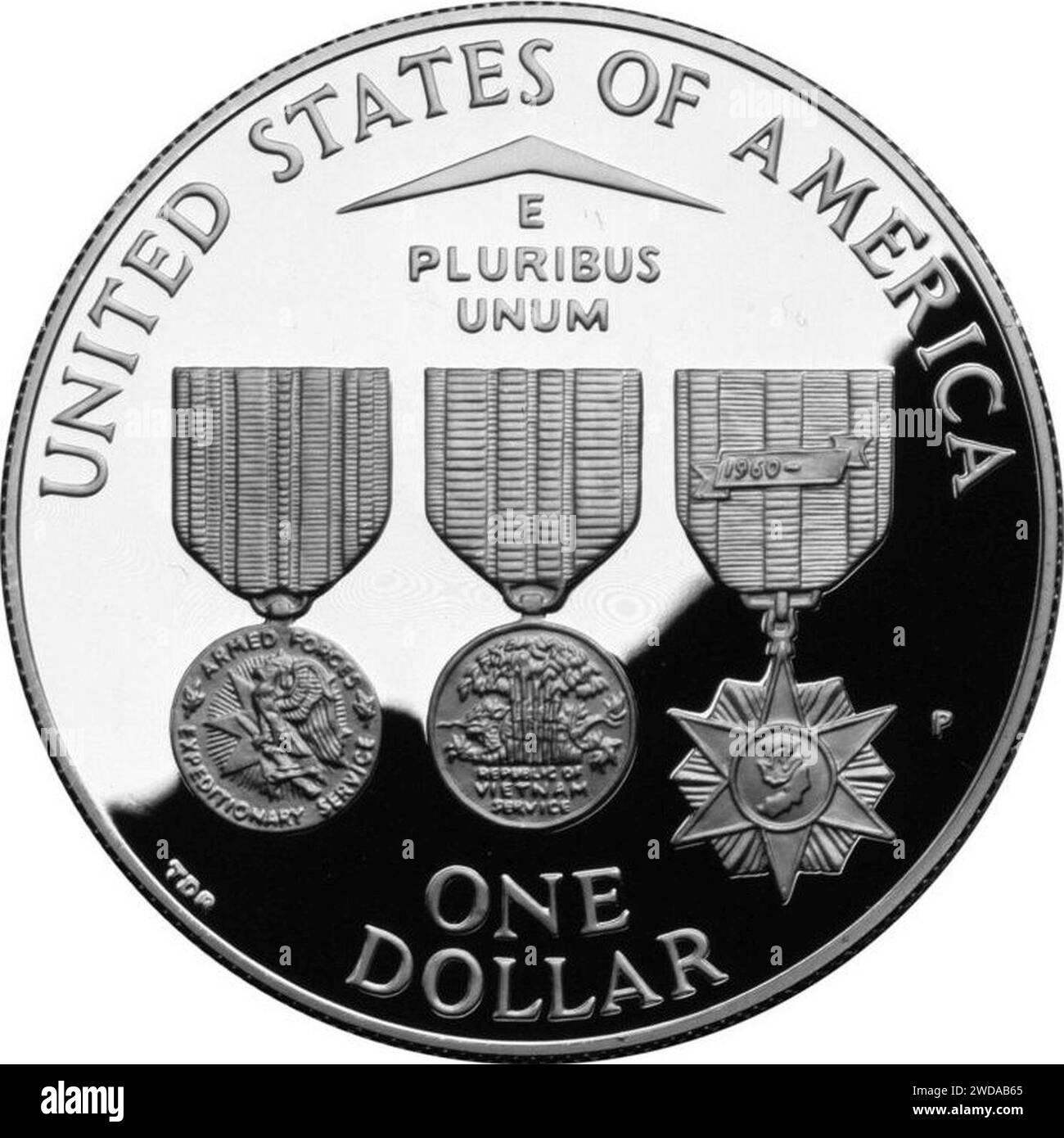 1994 Vietnam Veterans War Memorial Silver Dollar Reverse. Banque D'Images