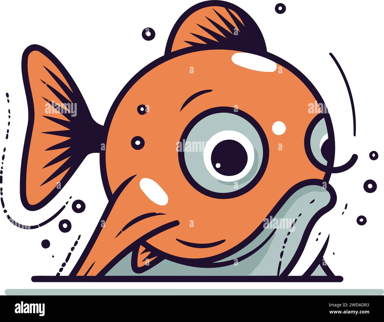 Poisson drôle de dessin animé. Illustration vectorielle d'un poisson de dessin animé mignon. Illustration de Vecteur