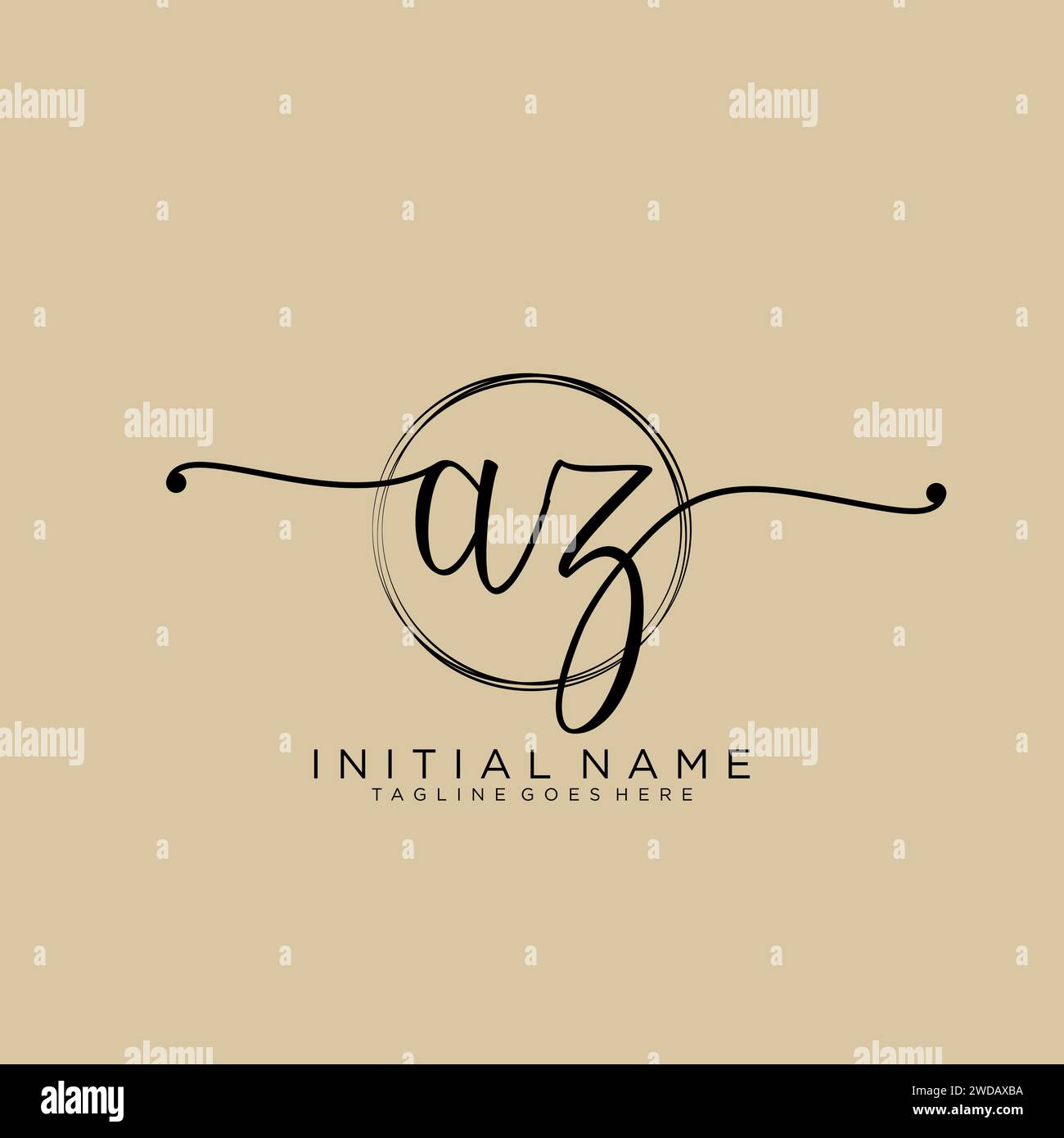 AZ logo manuscrit initial avec cercle Illustration de Vecteur
