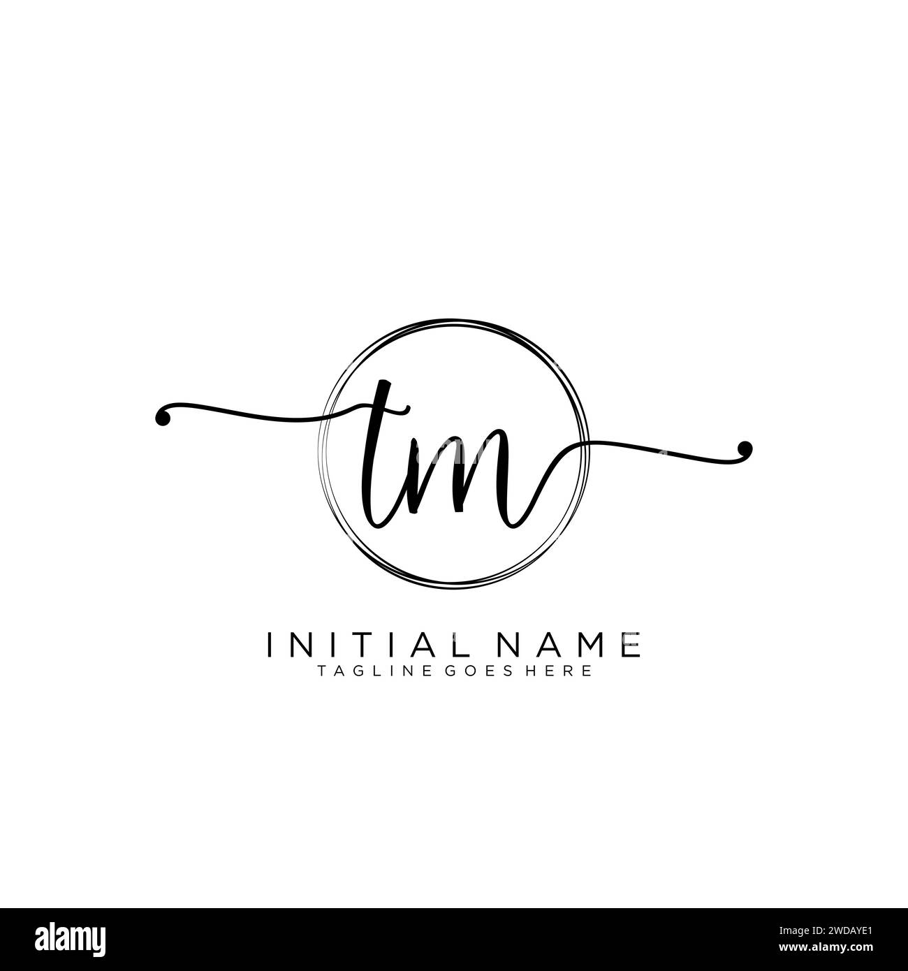 TM logo d'écriture manuscrite initial avec cercle Illustration de Vecteur