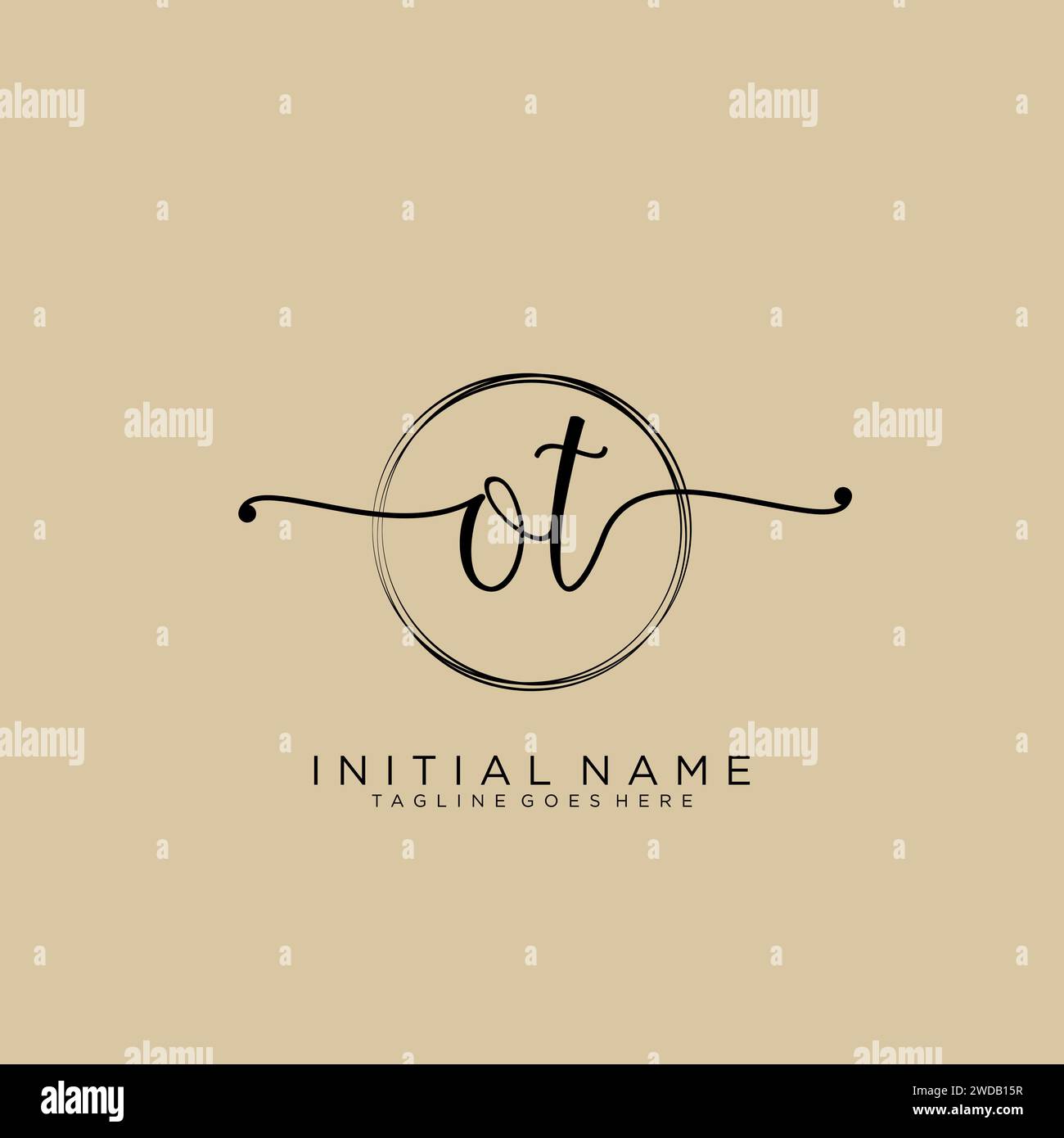OT logo manuscrit initial avec cercle Illustration de Vecteur