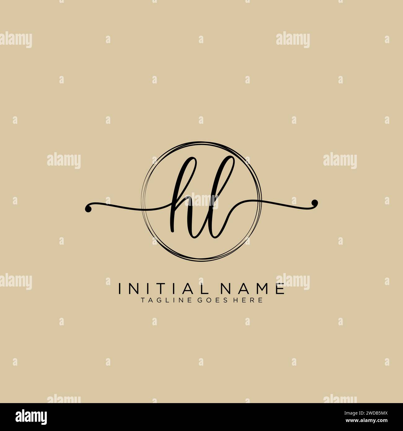 HL logo manuscrit initial avec cercle Illustration de Vecteur