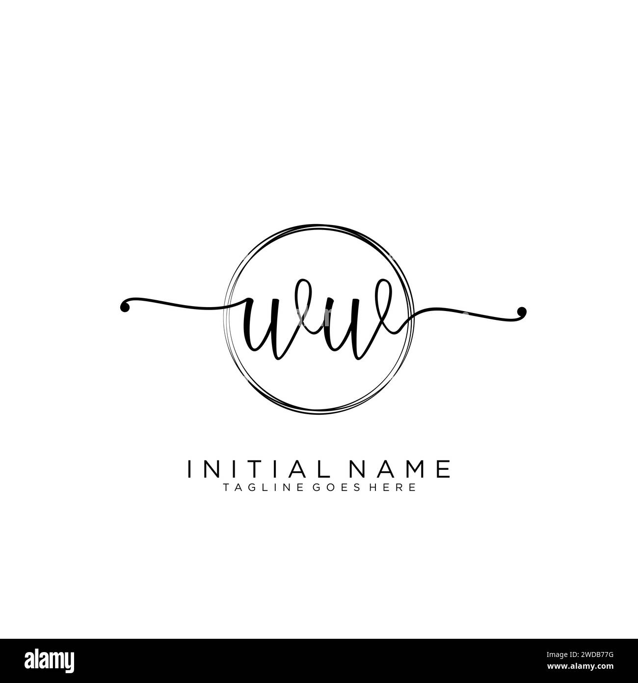 WW logo manuscrit initial avec cercle Illustration de Vecteur