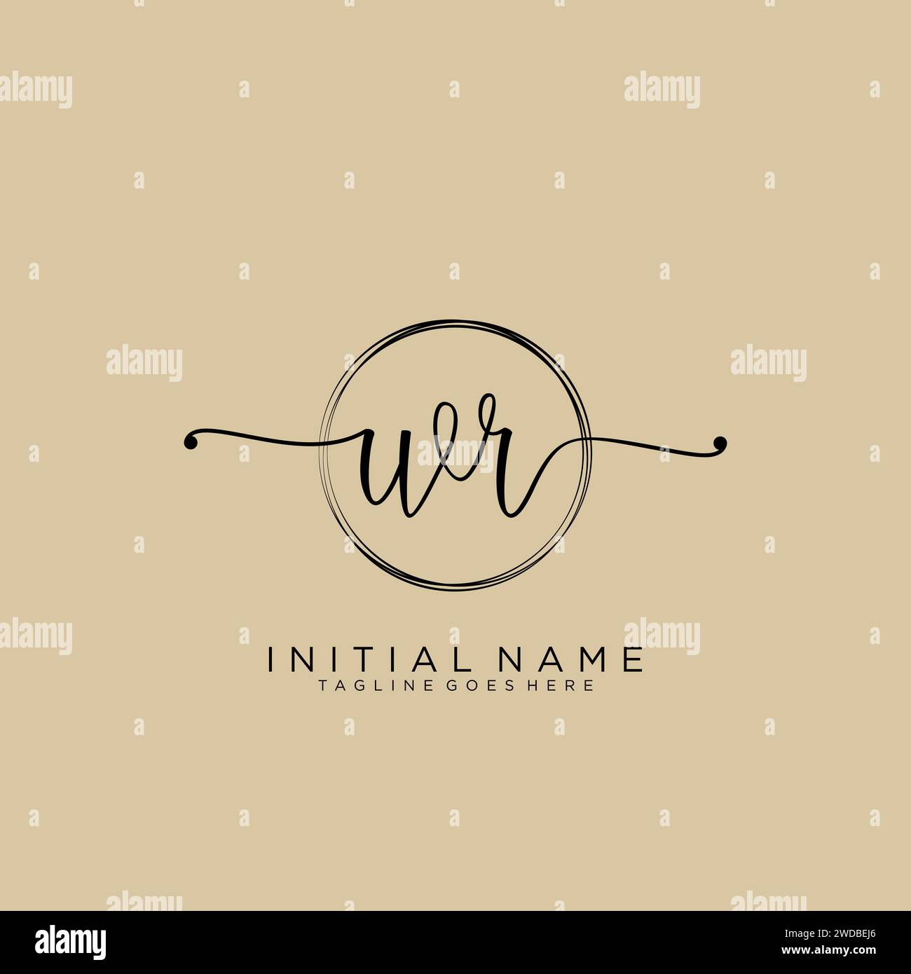 WR logo manuscrit initial avec cercle Illustration de Vecteur