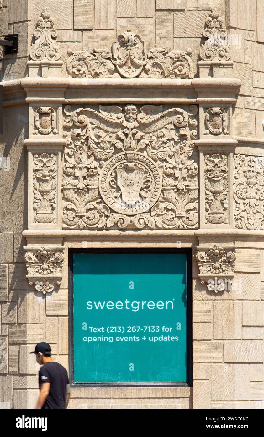 Photographie architecturale professionnelle de Chapman court, bâtiment à usage mixte du renouveau espagnol conçu par Morgan, Walls & Clements 1928, 6th St à LOS ANGELES Banque D'Images