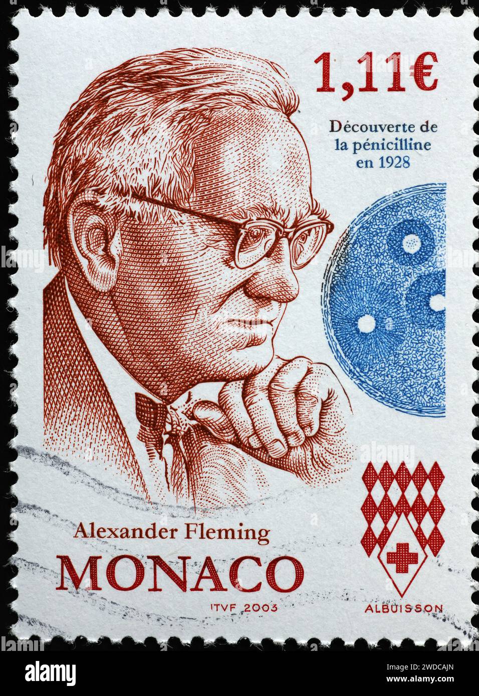 Alexander Fleming sur timbre-poste de Monaco Banque D'Images