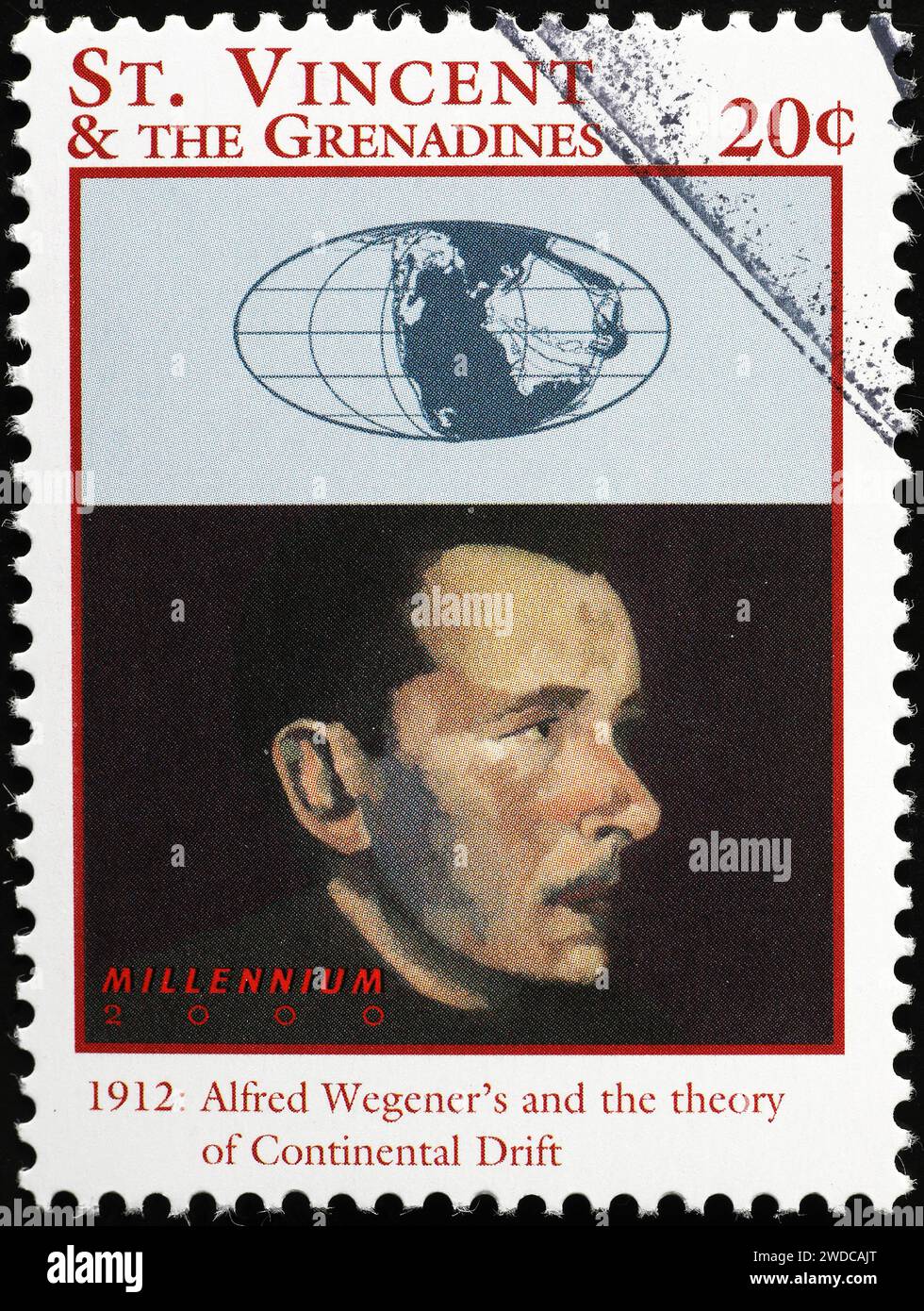 Alfred Wegener et sa théorie de la dérive continentale célébrée sur timbre Banque D'Images