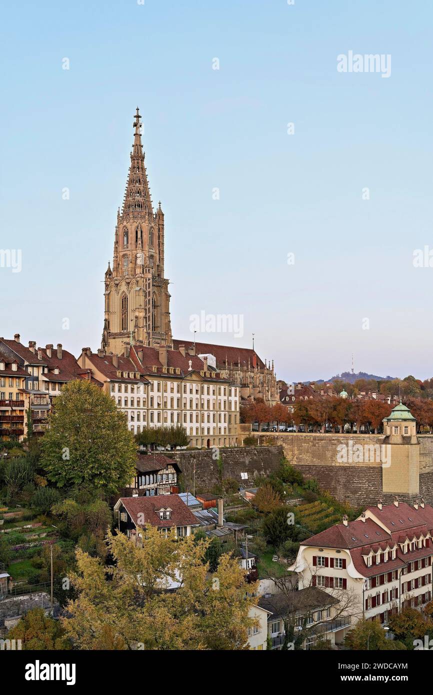 Vue sur la vieille ville, Berne Minster, Berne, Canton de Berne, Suisse Banque D'Images