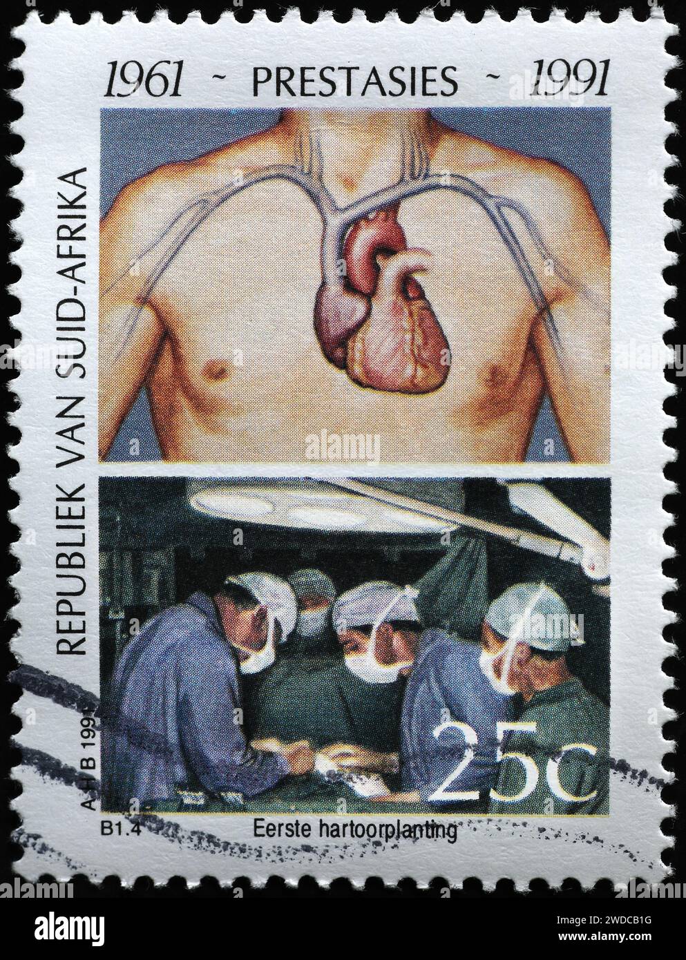 Première opération de transplantation cardiaque célébrée sur timbre sud-africain Banque D'Images Première opération de transplantation cardiaque célébrée sur timbre sud-africain Banque D'Images