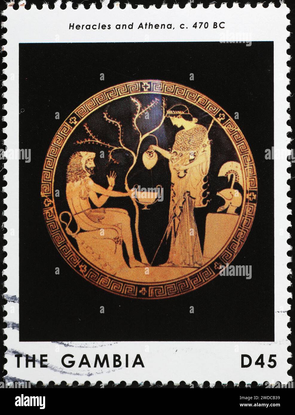 Herakles et Athéna sur l'ancien bouclier grec Banque D'Images