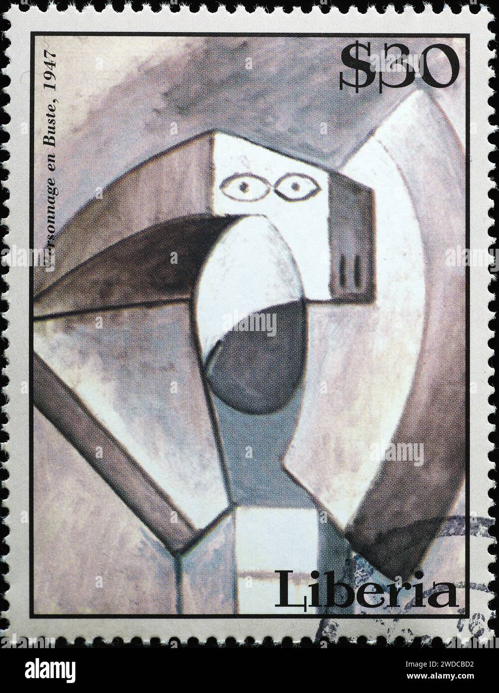 'Charcater buste' par Pablo Picasso sur timbre-poste Banque D'Images