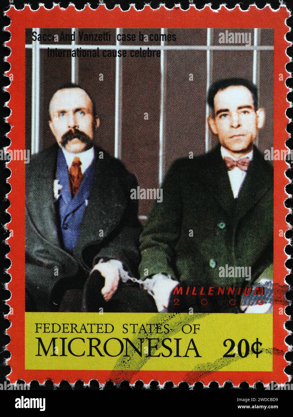Photographie de Sacco e Vanzetti sur timbre-poste Banque D'Images