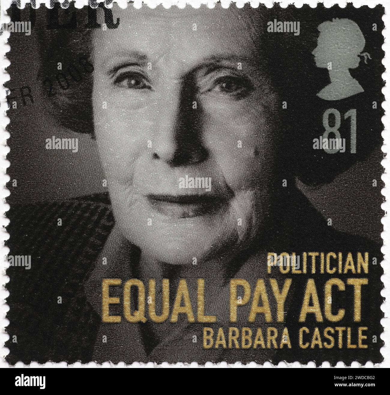 Politicienne Barbara Castle sur timbre-poste britannique Banque D'Images