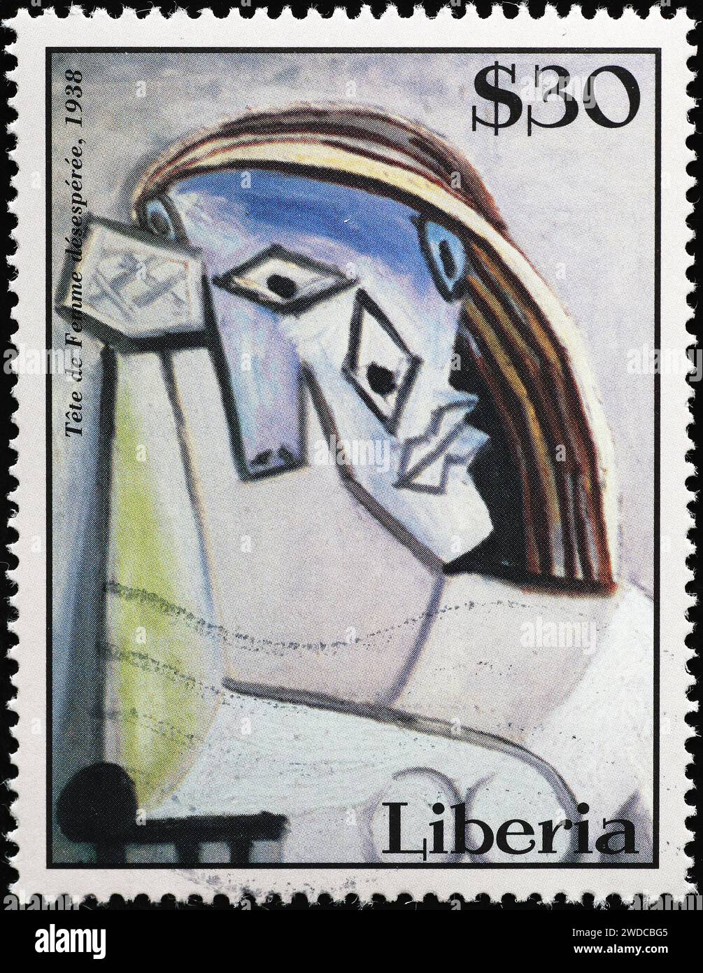 Portrait d'une femme par Pablo Picasso sur timbre Banque D'Images