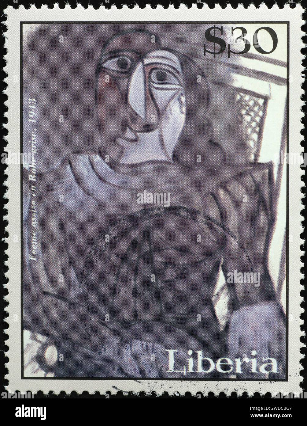 Portrait d'une femme par Picasso sur timbre-poste Banque D'Images