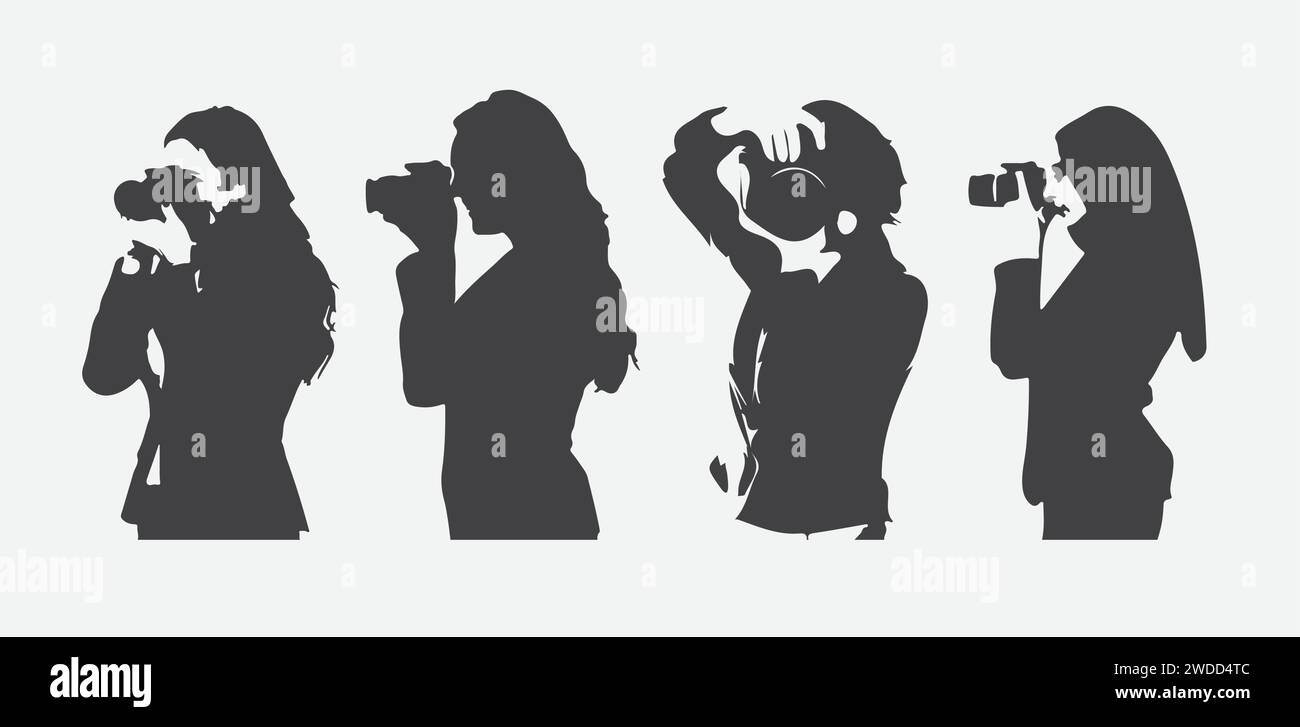 Empowered Women, immortaliser les moments de la vie - Une collection de silhouettes pour appareil photo Illustration de Vecteur