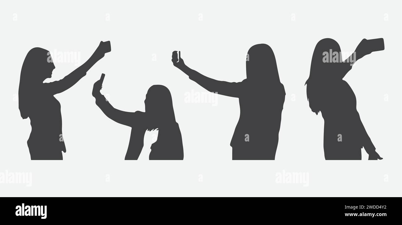 Capturer l'éclat, silhouettes de femmes avec les reflex numériques Illustration de Vecteur