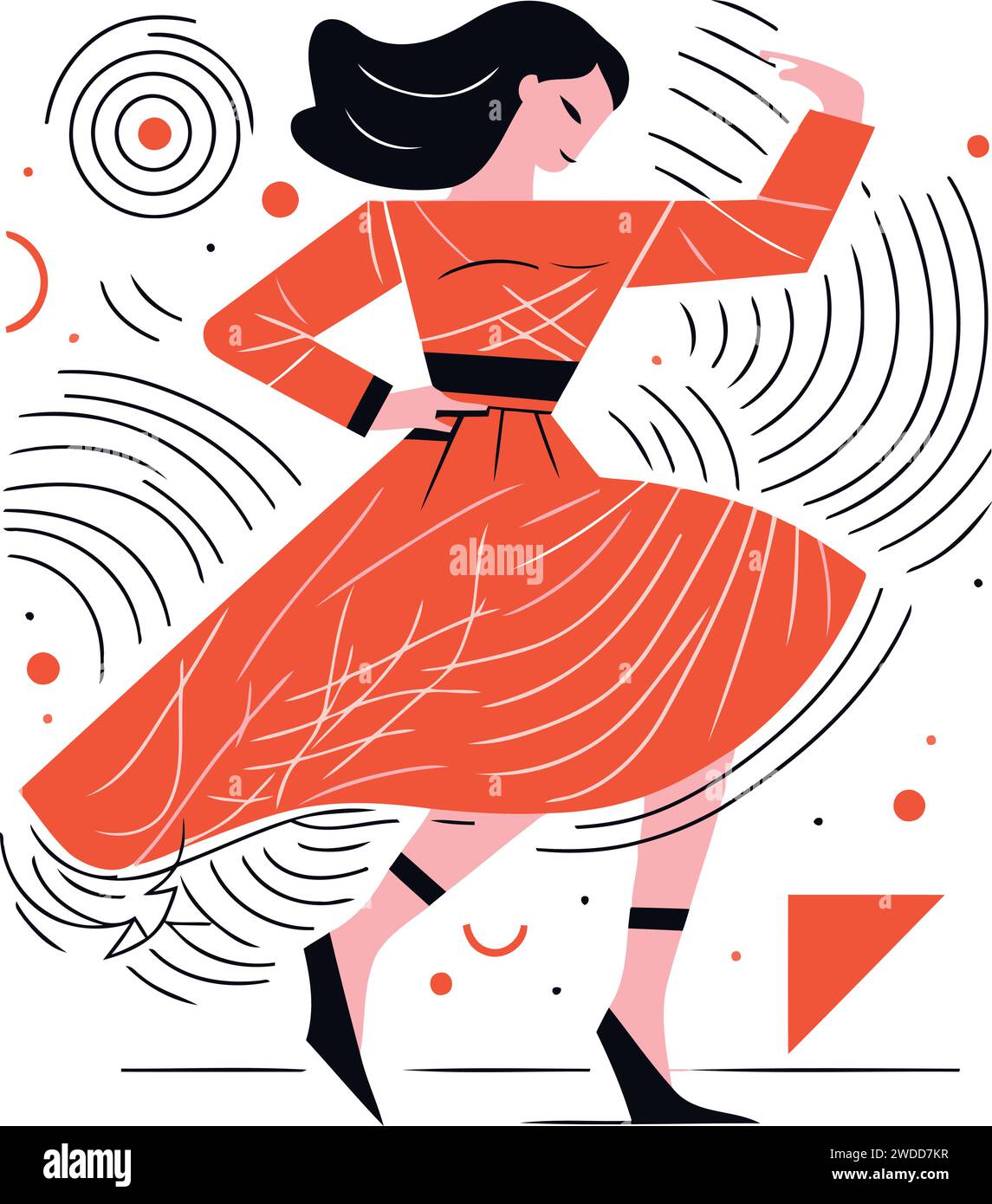 Femme dansant le flamenco. Illustration vectorielle dans un style plat. Illustration de Vecteur