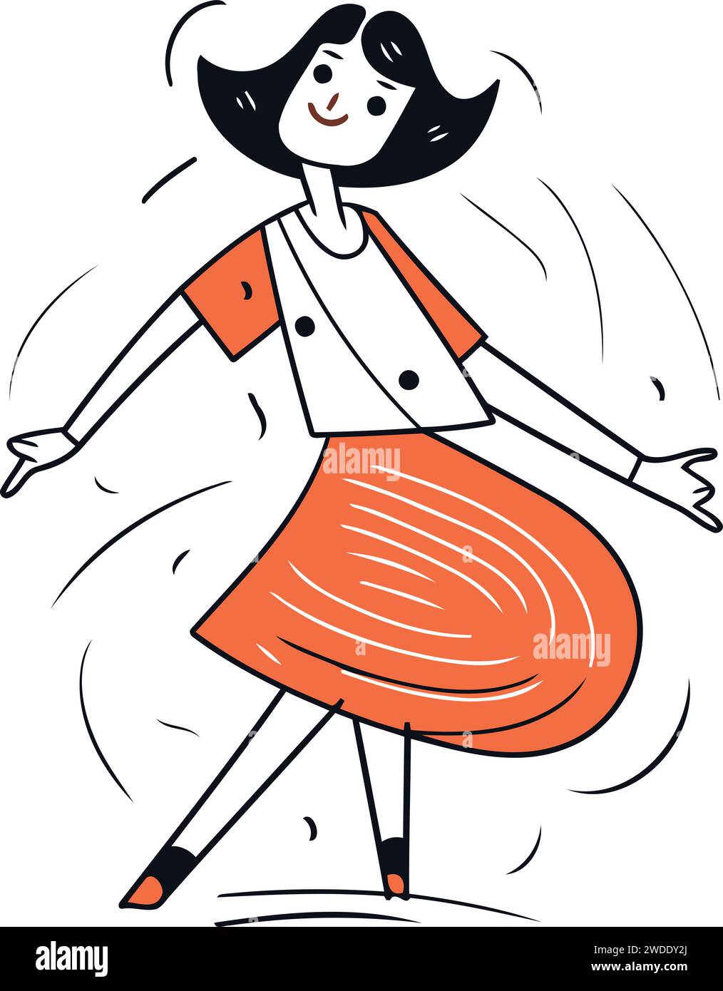 Illustration vectorielle d'une jeune femme heureuse dans une jupe et une veste. Illustration de Vecteur