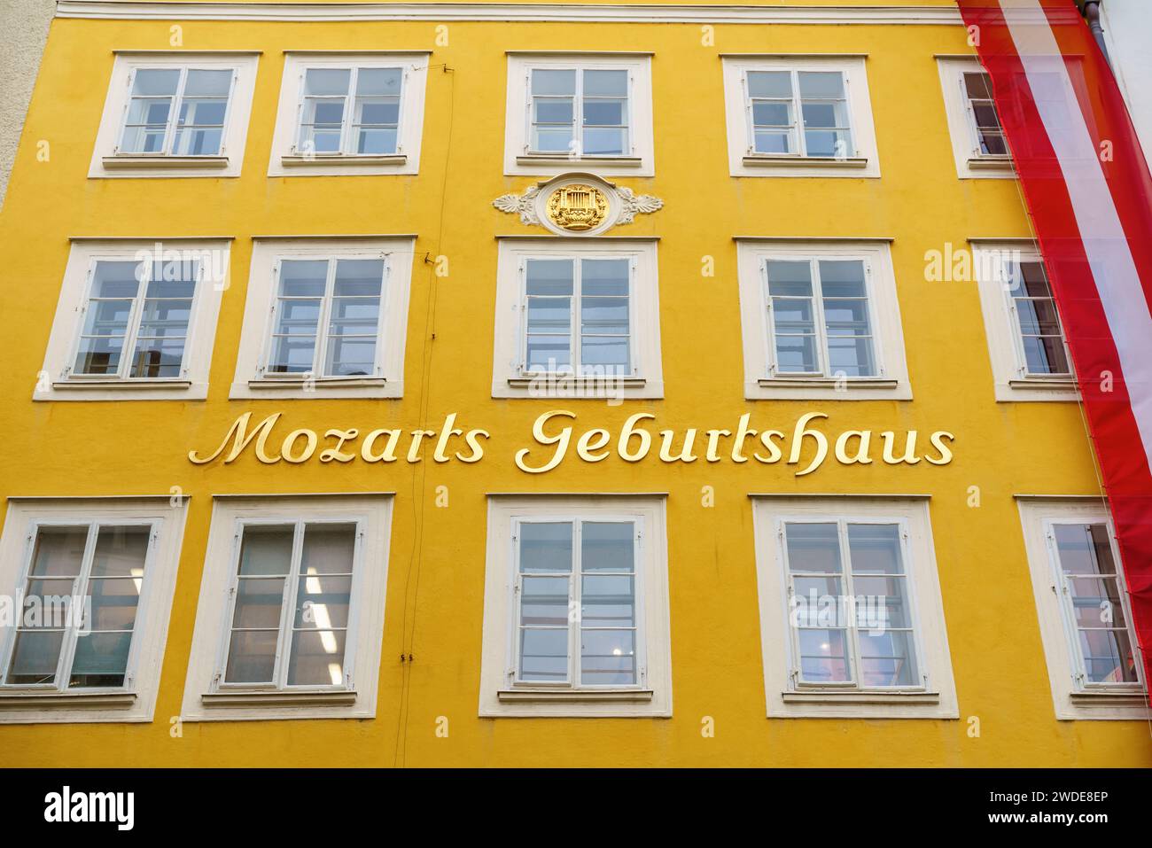 Lieu de naissance de Wolfgang Amadeus Mozart au n° 9 Getreidegasse à Salzbourg, Autriche. Banque D'Images