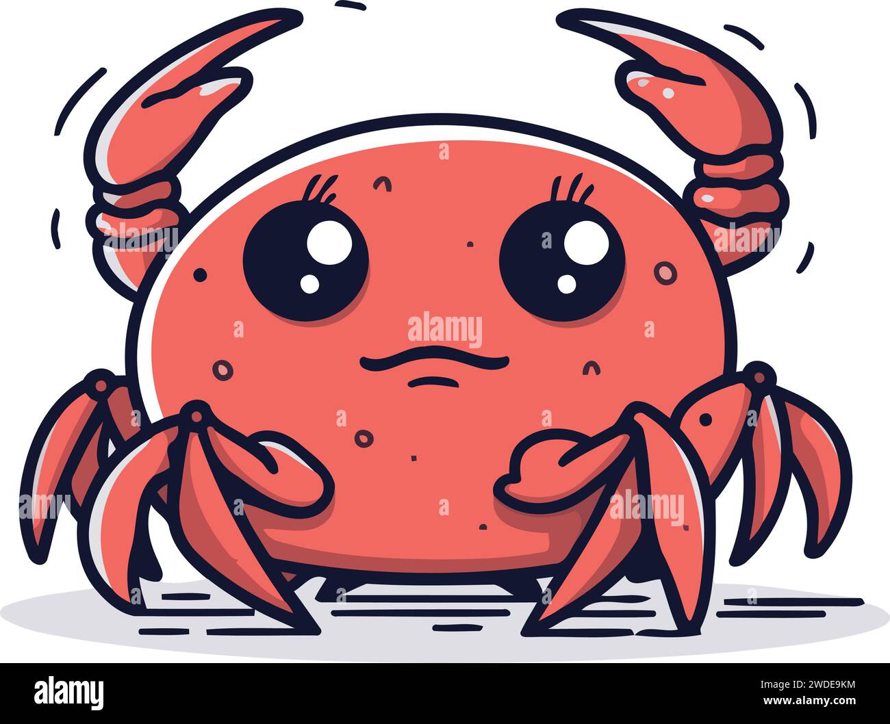 Personnage de crabe. Illustration vectorielle mignonne dans le style comique de bande dessinée. Illustration de Vecteur